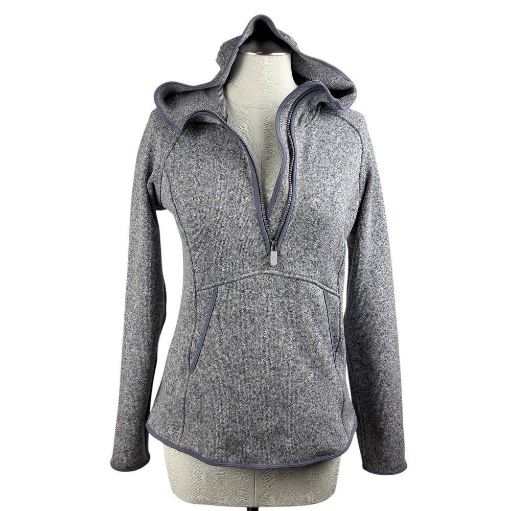 Lululemon Women's Hoodie Pullover Size 6‎ Gray Fleece Half Zip Athleisure Jacket